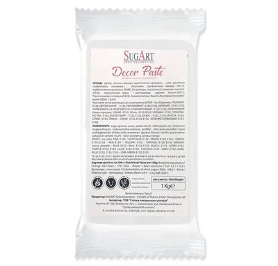 Мастика сахарная кондитерская Белая TM Sugart 1,0 кг 18.993 фото
