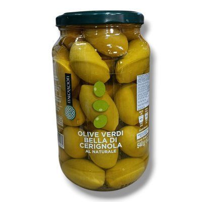 Зеленые оливки Italcarciofi Bella di Cerignola натуральные, 550 г (чистый вес 340 г) 18.04 фото
