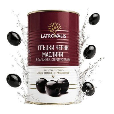 Грецькі чорні оливки Latrovalis (маслини) в розсолі стерилізовані, різані кільцями, велика банка 4,4 кг (2 кг чиста вага) 18.376 фото